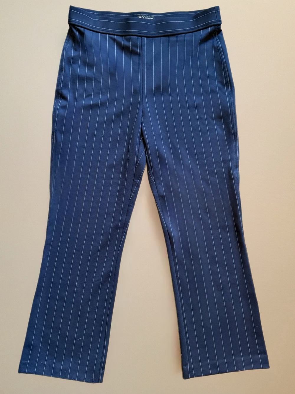 Jones New York Navy Pinstripe Wide Leg Trousers - Picture 3 of 7